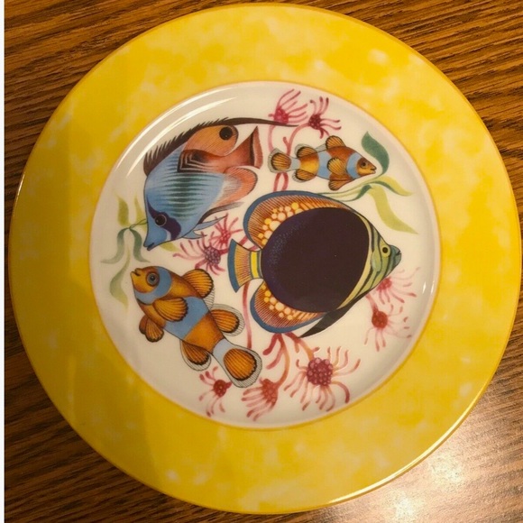 Tropical Fish Appetizer Plates Nautical Vintage Art Porcelain Godinger & Co - Picture 5 of 6